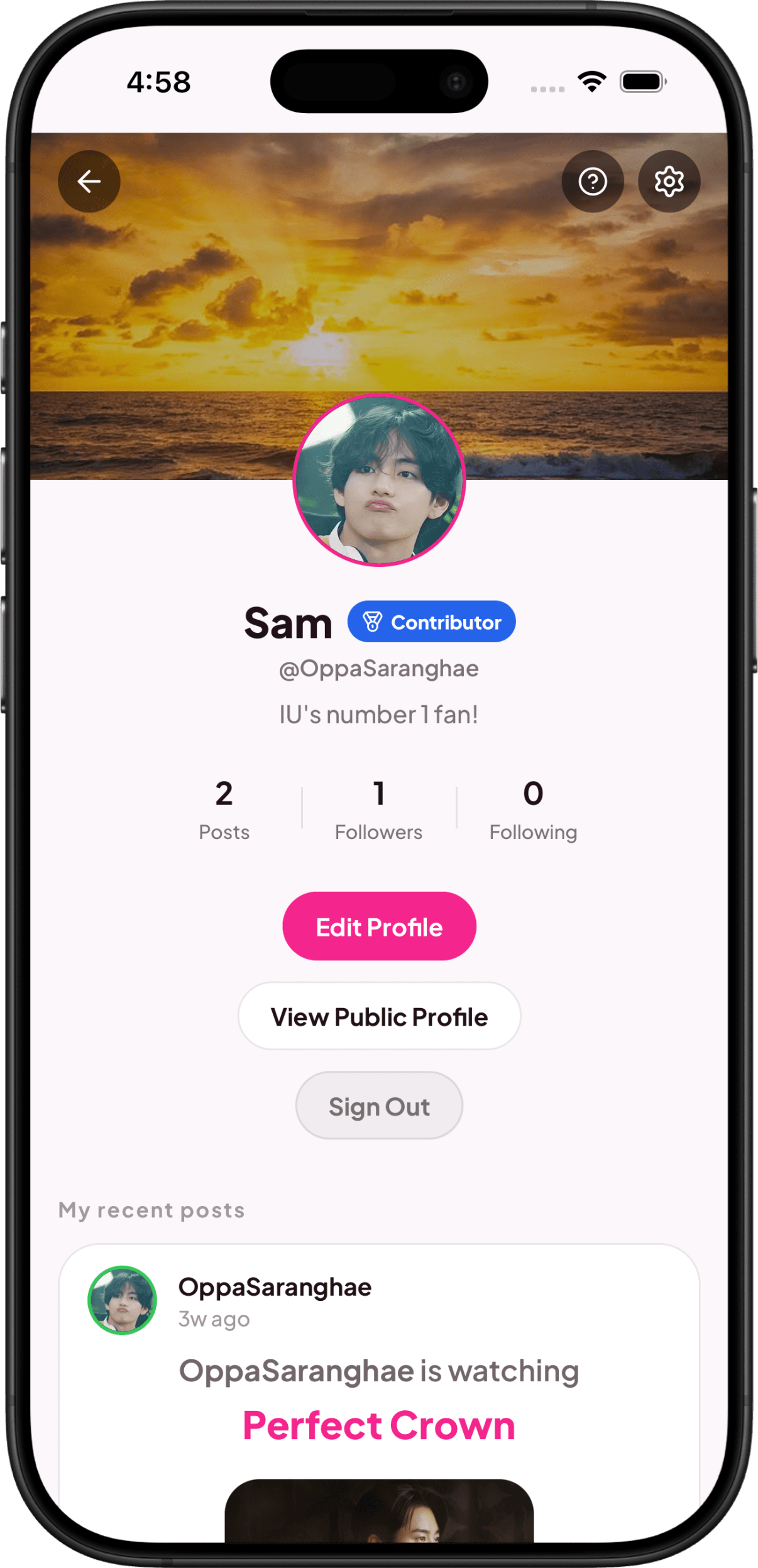 Kdrama FanClub profile placeholder for contributor badges